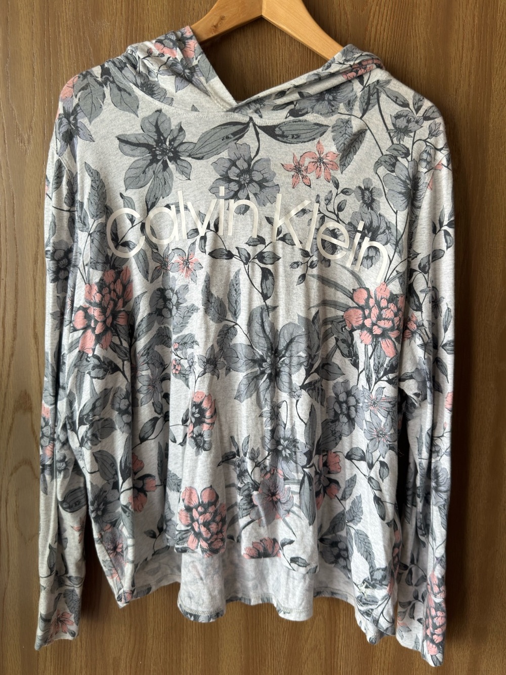 Calvin Klein Floral Hooded Lightweight Long Sleeve Top Women’s